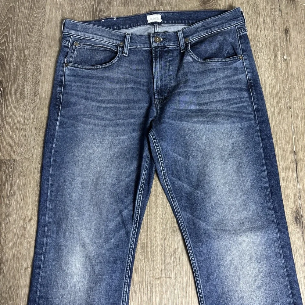 Hudson Byron Straight Jeans Mens 38x34‎ Blue Denim Zip Fly Stretch Five Pocket